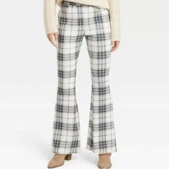 NWT Grayson Threads Plaid Lounge Wide Leg Flare Graphic Pants Size XSmall - Picture 1 of 5